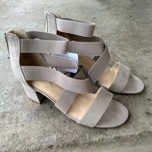 Women's Strappy Heeled Sandals - Taupe 
9.5 wide